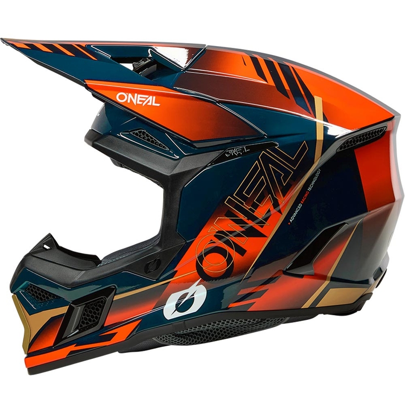 Motokrosová helma O´Neal 3SRS Haze modro-oranžovo-zlatá