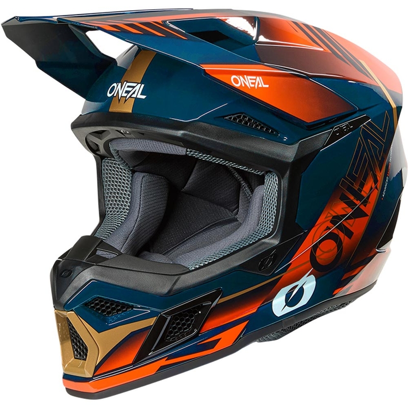 Motokrosová helma O´Neal 3SRS Haze modro-oranžovo-zlatá