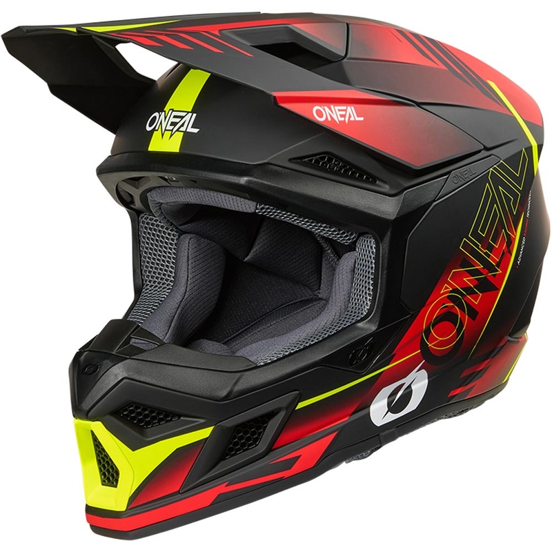 Motokrosová helma O´Neal 3SRS Haze matná černo-červeno-fluo žlutá