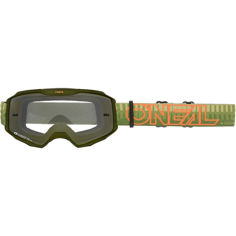 Motokrosové brýle O´Neal B-10 Striped zeleno-oranžové (čiré plexi)