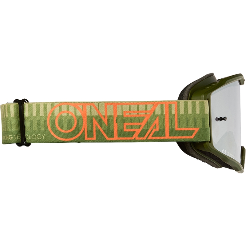 Motokrosové brýle O´Neal B-10 Striped zeleno-oranžové (zrcadlové stříbrné plexi)