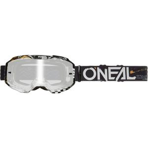 Motokrosové brýle O´Neal B-10 Attack černo-bílé (zrcadlové stříbrné plexi)