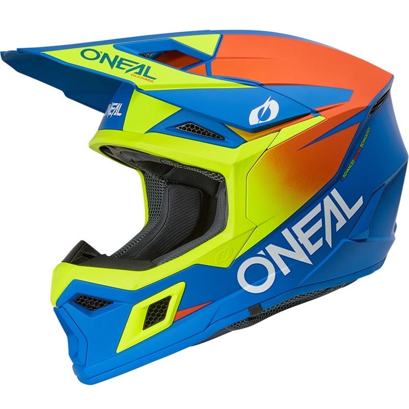 Dětská motokrosová helma O´Neal 3SRS Solid matná modro-fluo žlutá