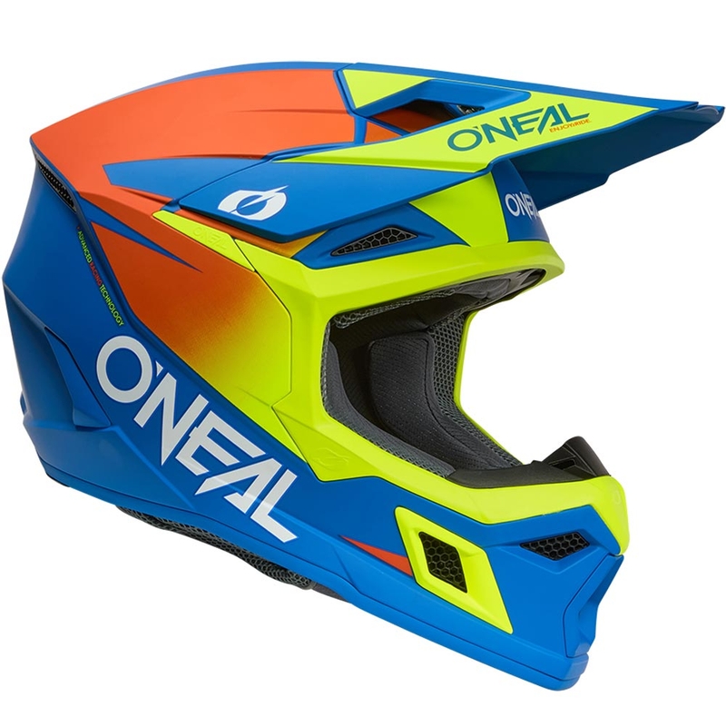 Dětská motokrosová helma O´Neal 3SRS Solid matná modro-fluo žlutá