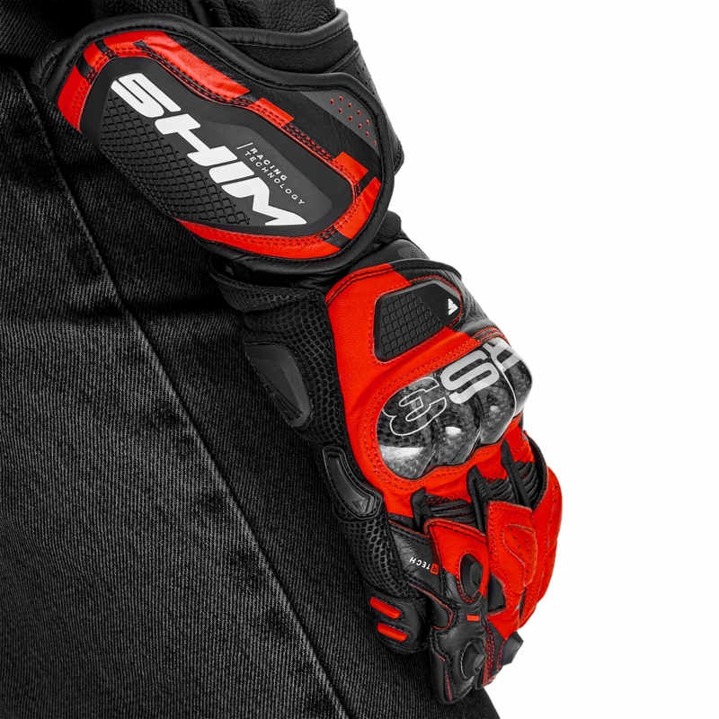 Rukavice na motorku Shima RS-3 fluo červené