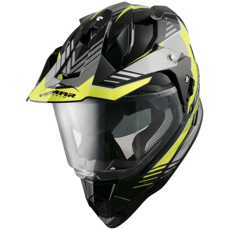 Enduro přilba Vemar Kona Explorer černo-stříbrno-fluo žlutá výprodej