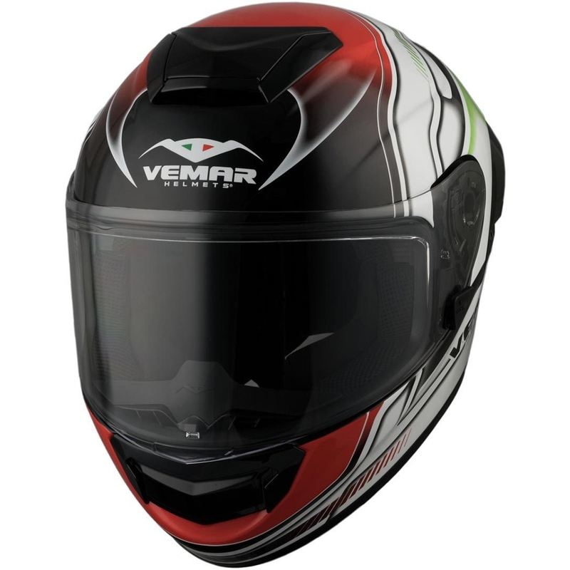 Integrální přilba Vemar Hurricane Racing černo-bílo-červeno-zelená