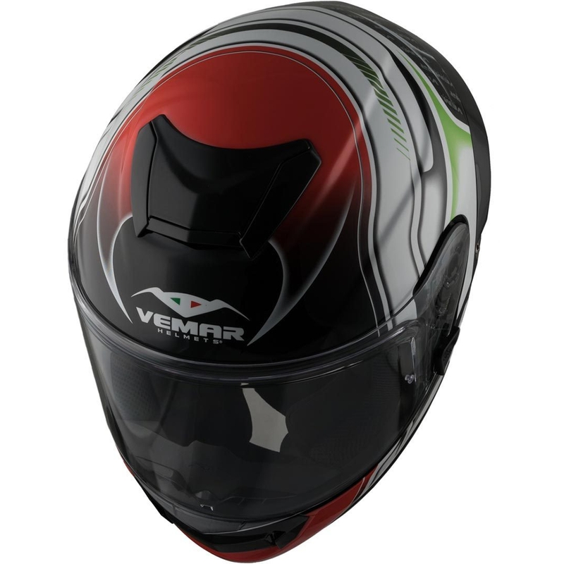 Integrální přilba Vemar Hurricane Racing černo-bílo-červeno-zelená