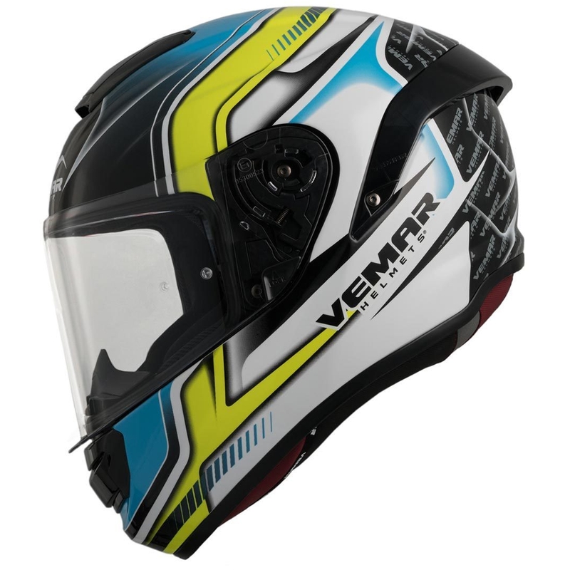 Integrální přilba Vemar Hurricane Racing černo-bílo-žluto-modrá