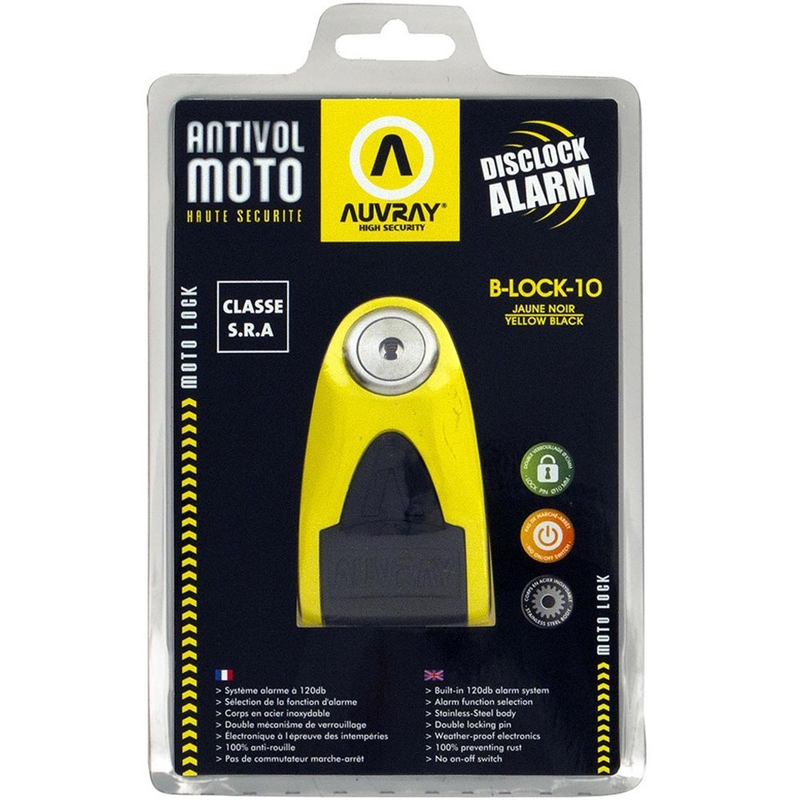 Zámek na brzdový kotouč Auvray B-Lock 10 Alarm 120 dB žlutý