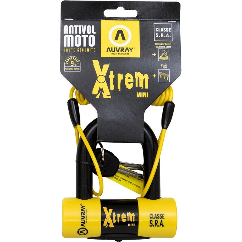 Zámek na brzdový kotouč Auvray XTREM Mini 16 mm žlutý