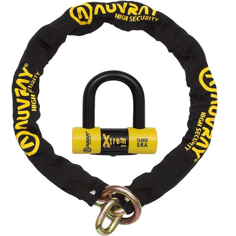Řetězový zámek na motorku Auvray XTREM Chain se zámkem na brzdový kotouč XTREM Mini U černý