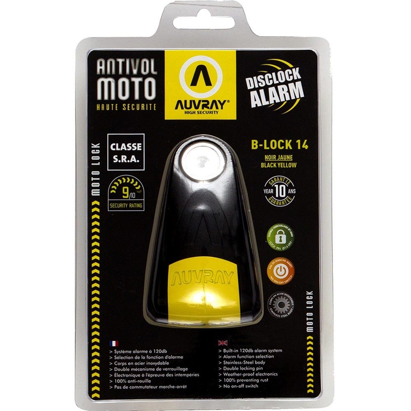 Zámek na brzdový kotouč Auvray B-Lock 14 s alarmem černý