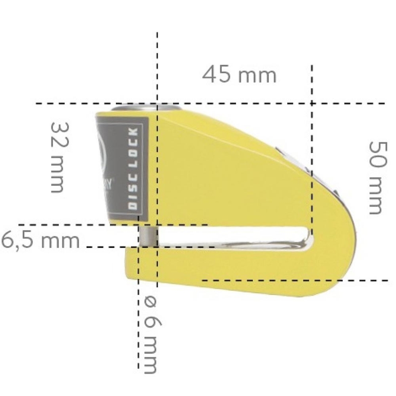Zámek na brzdový kotouč Auvray B-Lock 06 s alarmem 120 dB žlutý