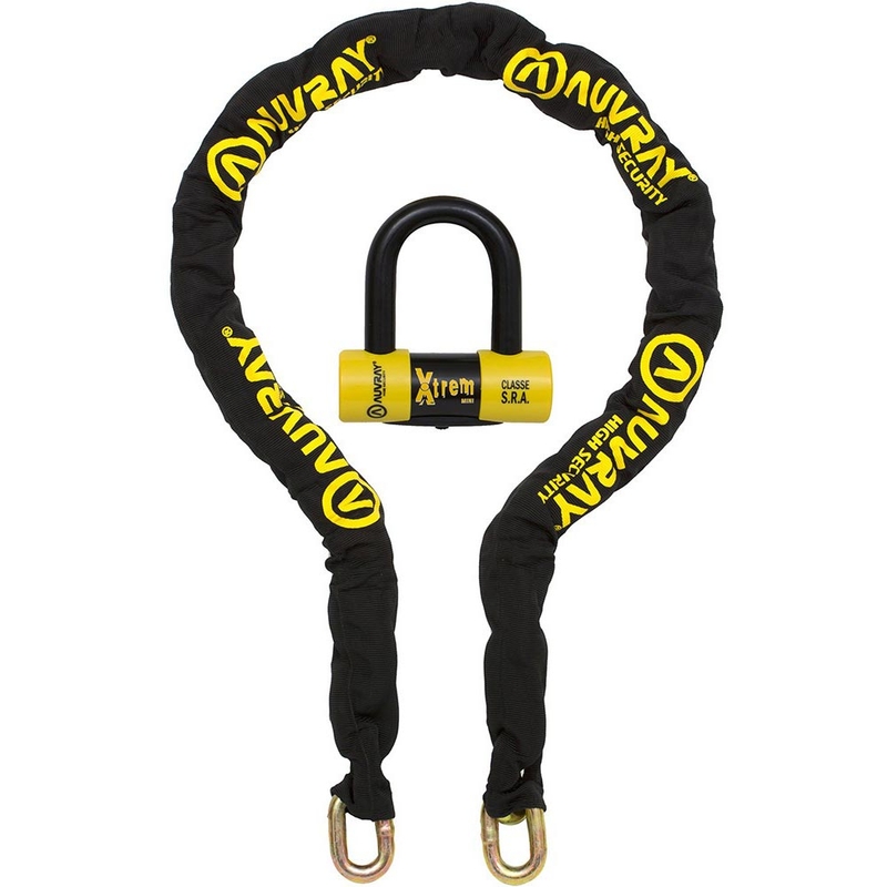 Řetězový zámek na motorku Auvray XTREM Chain se zámkem na brzdový kotouč XTREM Mini U 13,5 mm černý