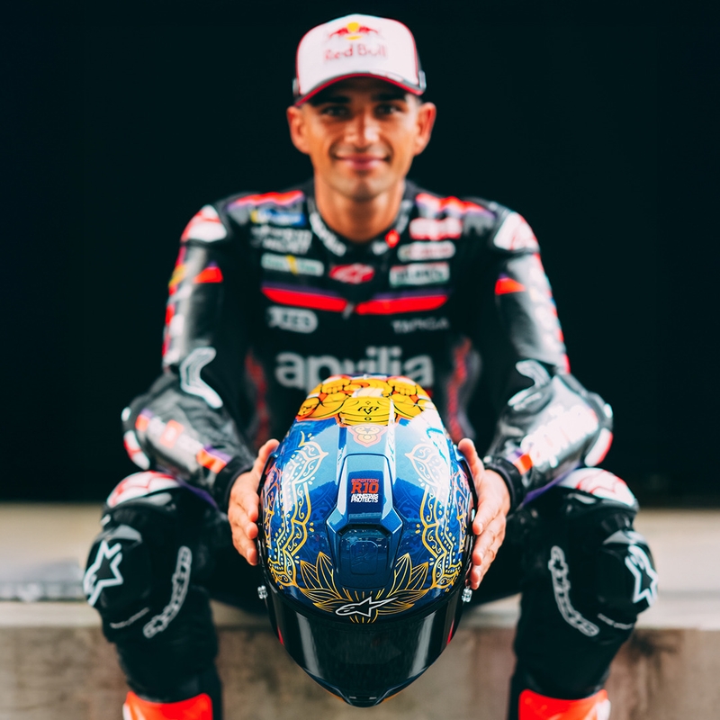 Integrální helma na motorku Alpinestars Supertech R10 Marthainator limitovaná edice JORGE MARTIN modro perleťovo zlato červená