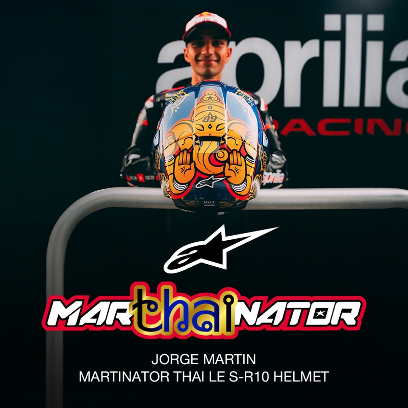 Integrální helma na motorku Alpinestars Supertech R10 Marthainator limitovaná edice JORGE MARTIN modro perleťovo zlato červená