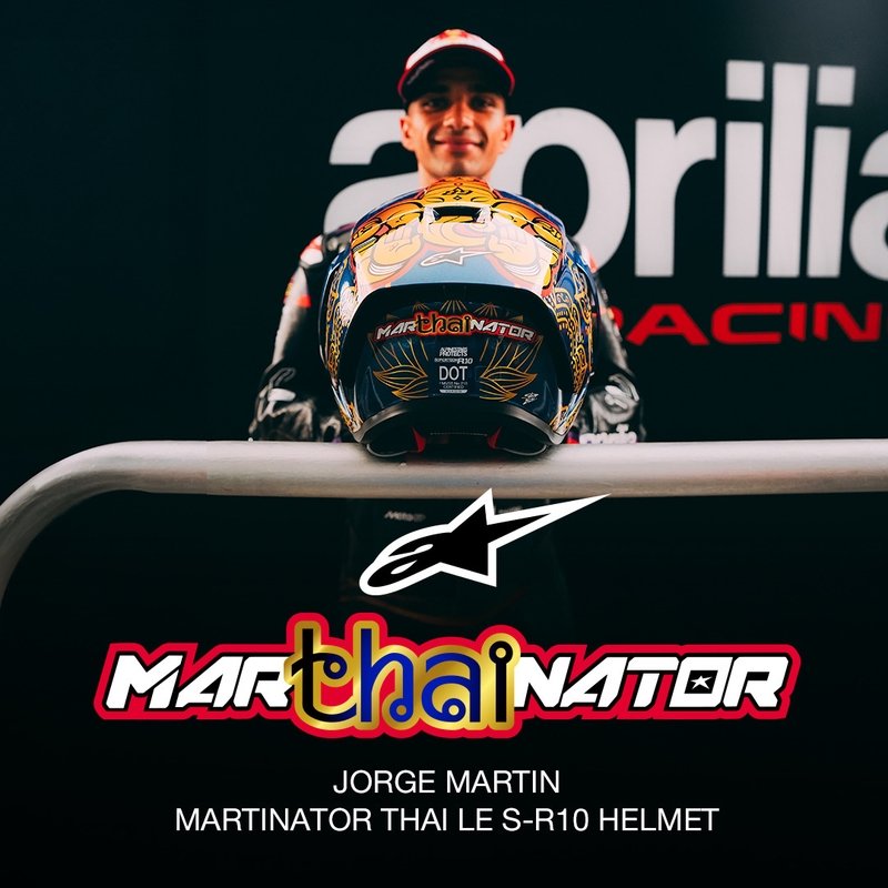 Integrální helma na motorku Alpinestars Supertech R10 Marthainator limitovaná edice JORGE MARTIN modro perleťovo zlato červená