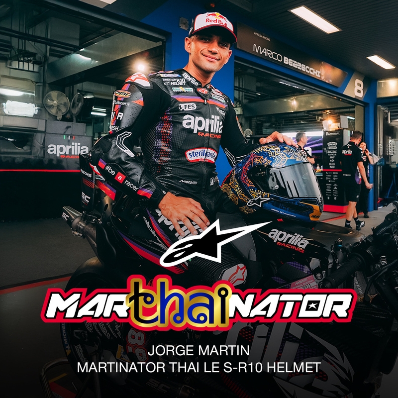 Integrální helma na motorku Alpinestars Supertech R10 Marthainator limitovaná edice JORGE MARTIN modro perleťovo zlato červená