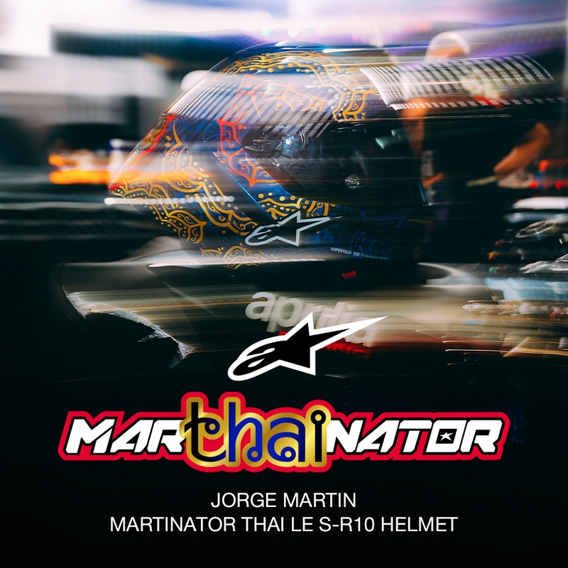 Integrální helma na motorku Alpinestars Supertech R10 Marthainator limitovaná edice JORGE MARTIN modro perleťovo zlato červená