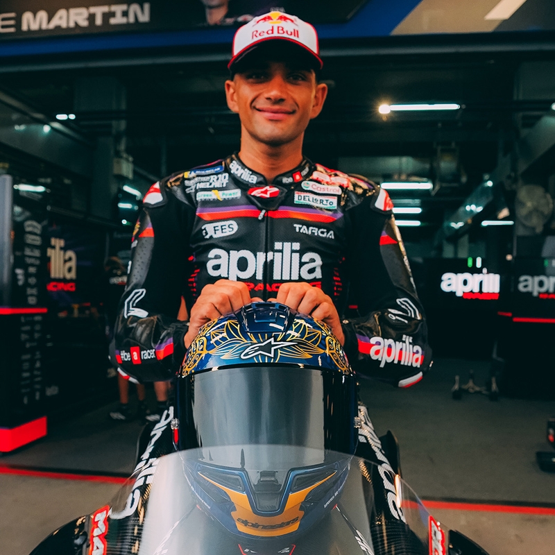Integrální helma na motorku Alpinestars Supertech R10 Marthainator limitovaná edice JORGE MARTIN modro perleťovo zlato červená