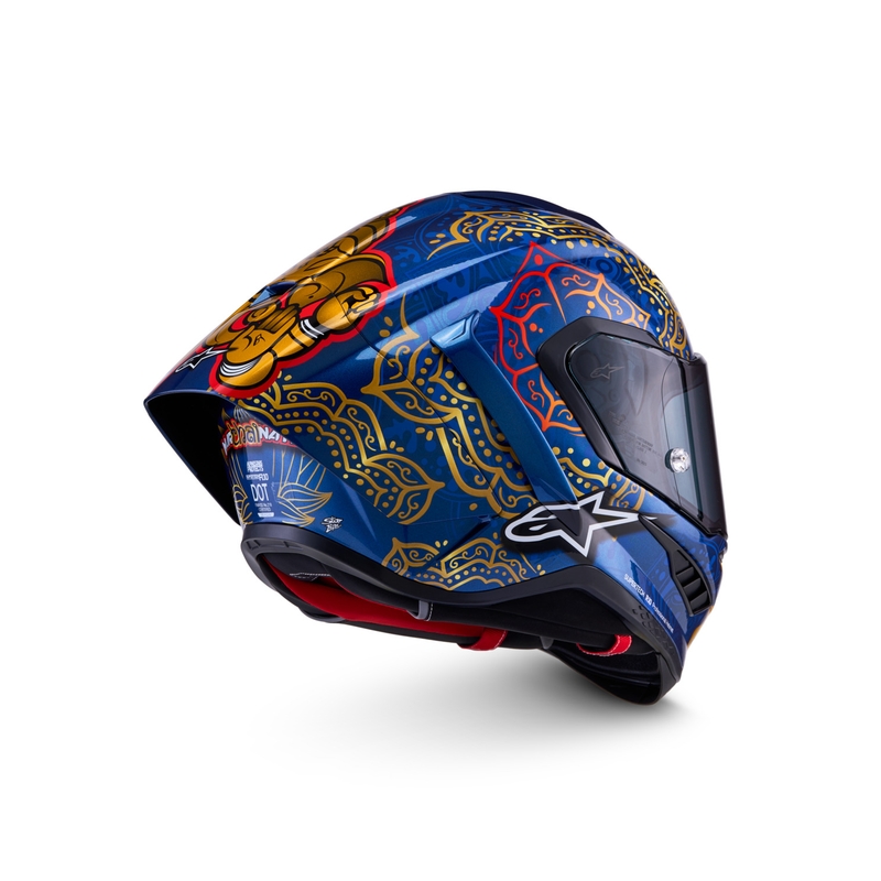 Integrální helma na motorku Alpinestars Supertech R10 Marthainator limitovaná edice JORGE MARTIN modro perleťovo zlato červená