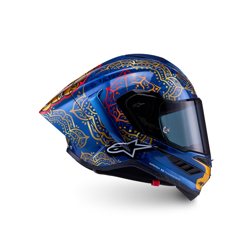 Integrální helma na motorku Alpinestars Supertech R10 Marthainator limitovaná edice JORGE MARTIN modro perleťovo zlato červená