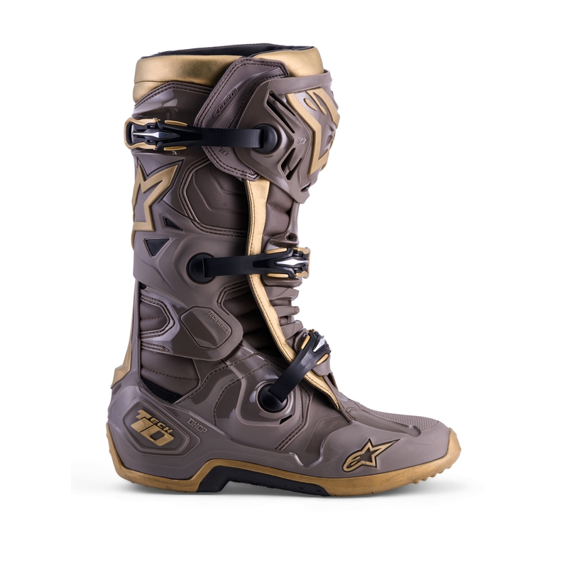 Boty na motorku Alpinestars TECH 10 limitovaná edice AIR GOLD hnědo zlaté