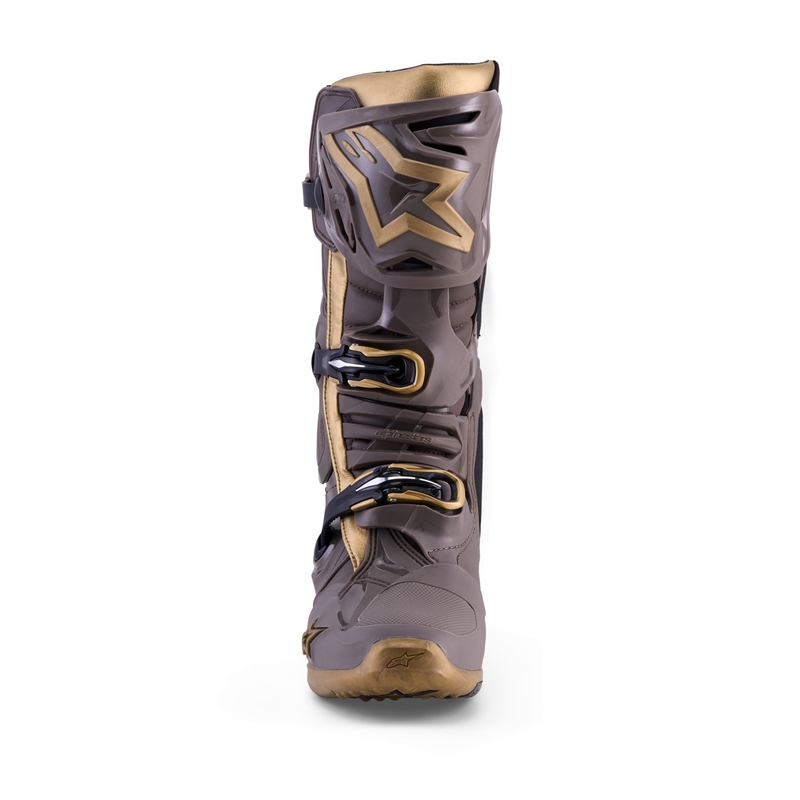 Boty na motorku Alpinestars TECH 10 limitovaná edice AIR GOLD hnědo zlaté