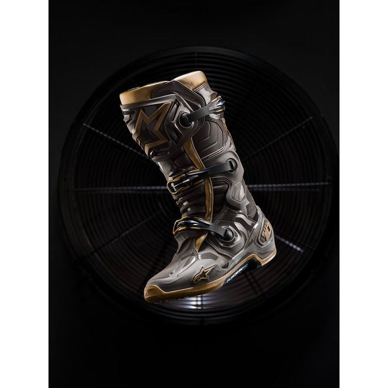 Boty na motorku Alpinestars TECH 10 limitovaná edice AIR GOLD hnědo zlaté