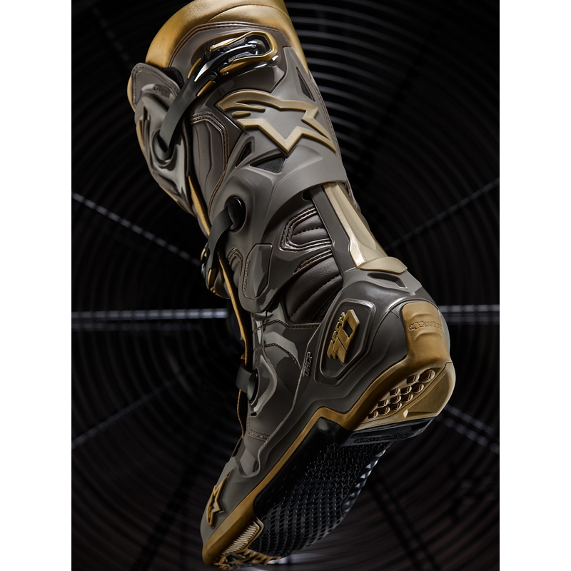 Boty na motorku Alpinestars TECH 10 limitovaná edice AIR GOLD hnědo zlaté