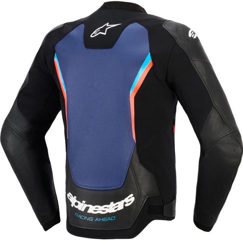 Kožená bunda na motorku Alpinestars GP Force V2 černo-modro-fluo červená
