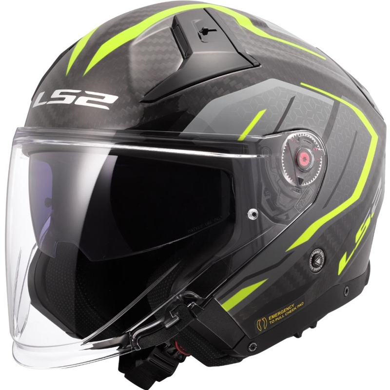 Otevřená helma na motorku LS2 OF603 Infinity II C Urus fluo žlutá