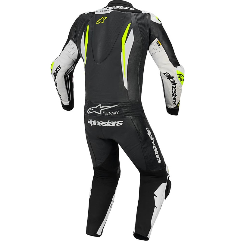 Jednodílná kožená kombinéza na motorku Alpinestars GP TECH V5 černo-bílo-fluo žlutá