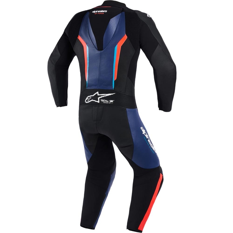 Jednodílná kombinéza na motorku Alpinestars GP FORCE V2 černo-modro-fluo červená-