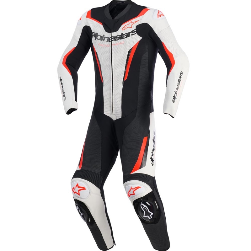 Jednodílná kombinéza na motorku Alpinestars GP FORCE V2 bílo-černo-fluo červená