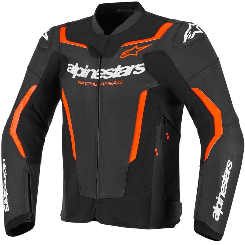 Kožená bunda na motorku Alpinestars GP Force V2 černo-fluo červeno-bílá