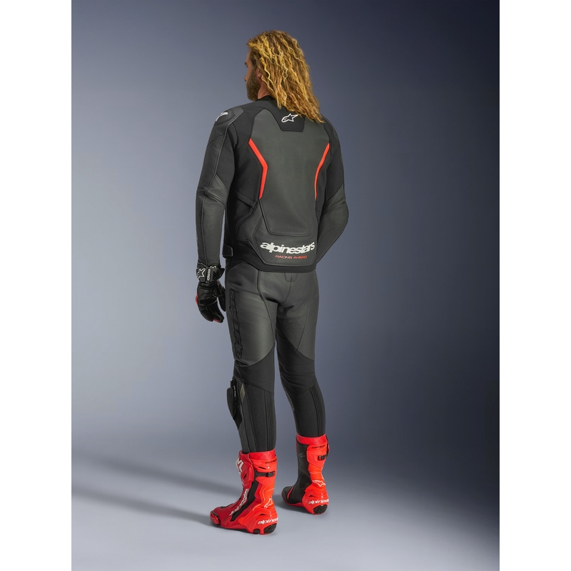 Kožená bunda na motorku Alpinestars GP Force V2 černo-fluo červeno-bílá