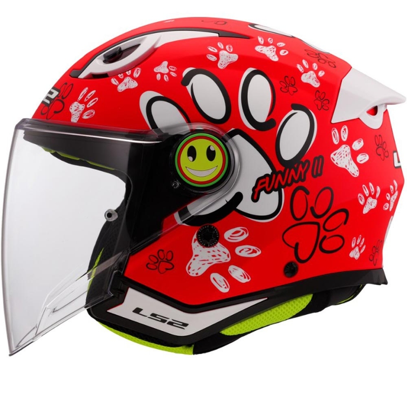 Dětská otevřená helma na motorku LS2 OF622 Funny II Paws červená