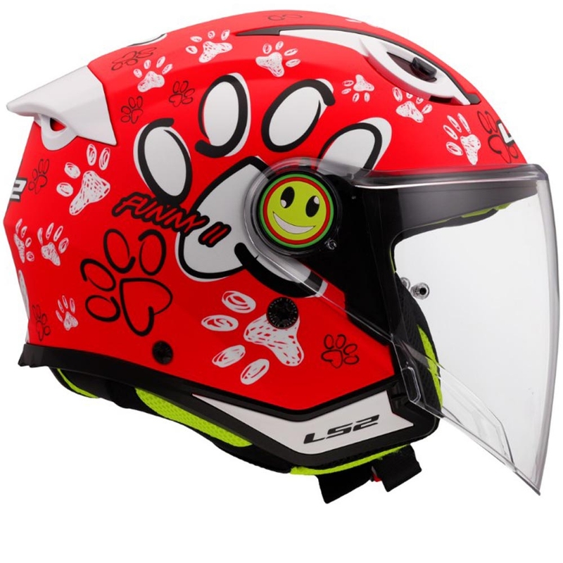 Dětská otevřená helma na motorku LS2 OF622 Funny II Paws červená