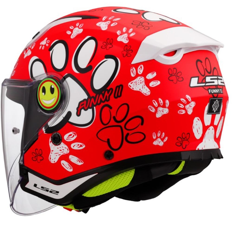 Dětská otevřená helma na motorku LS2 OF622 Funny II Paws červená