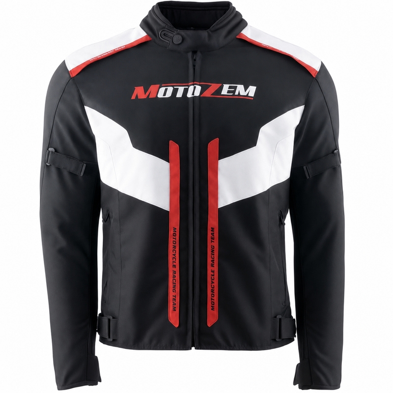 Bunda na motorku Motozem Team 2 černo-bílá