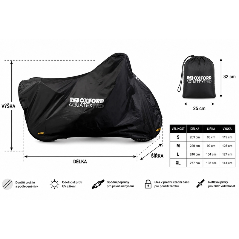 Plachta na motorku Oxford Aquatex PRO černá