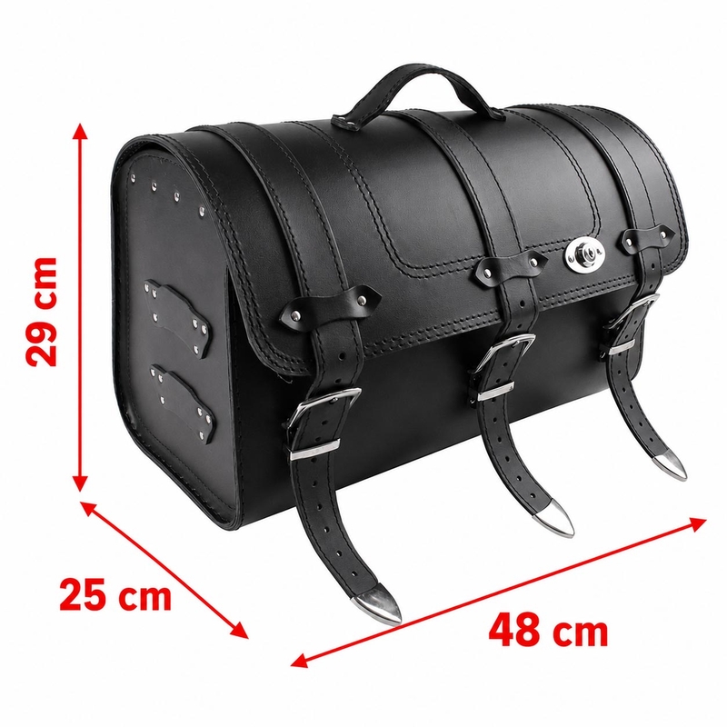 Kožený moto kufr na motorku Chopper RSA-131A se zámkem