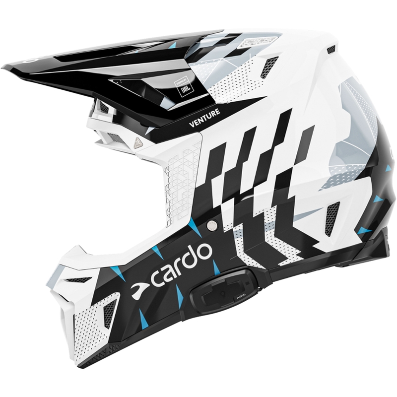 Motokrosová helma s interkomem Cardo Venture černo-bílo-šedá