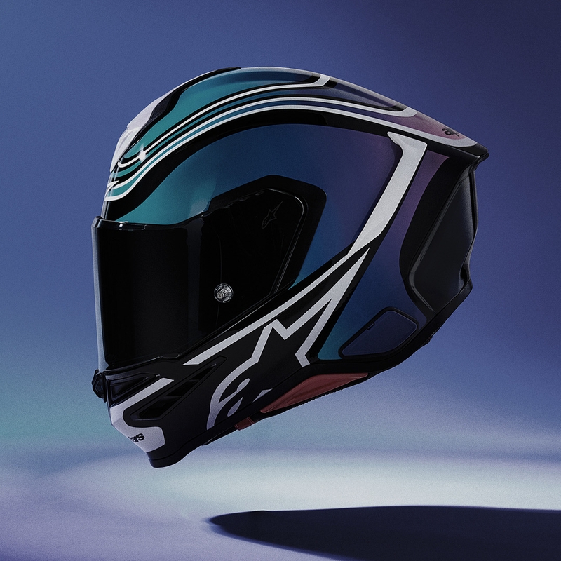 Integrální helma na motorku Alpinestars S-R7 Zeal černo-modro-fluo růžovo-bílá