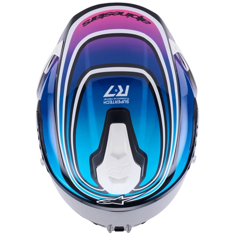 Integrální helma na motorku Alpinestars S-R7 Zeal černo-modro-fluo růžovo-bílá