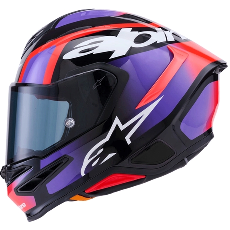 Integrální helma na motorku Alpinestars S-R7 Lumen černo-fialovo-fluo červeno-bílá