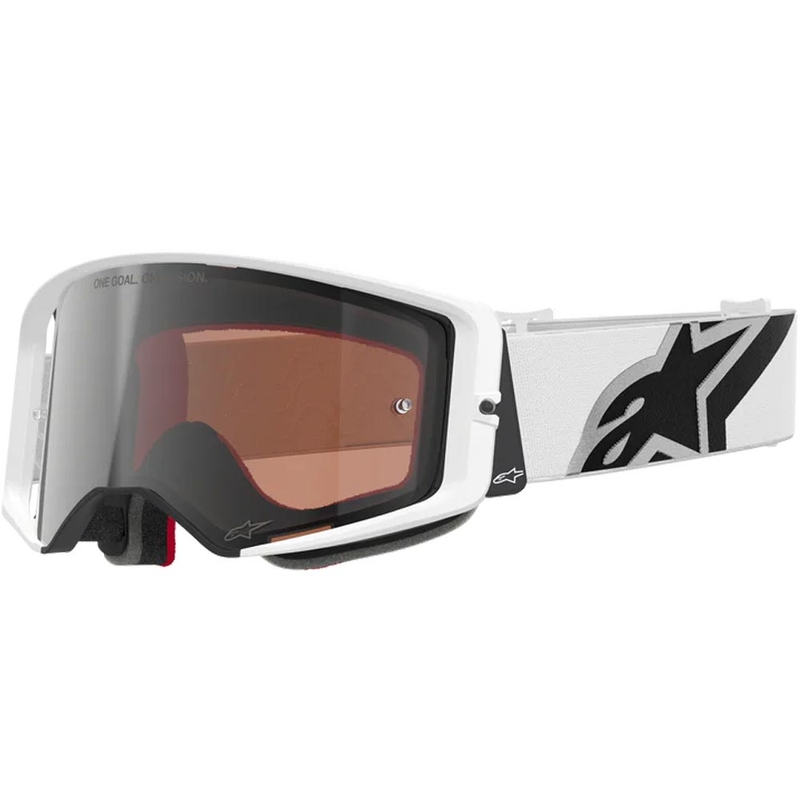 Motokrosové brýle Alpinestars Supertech Corp bílo-šedé s červeným plexi