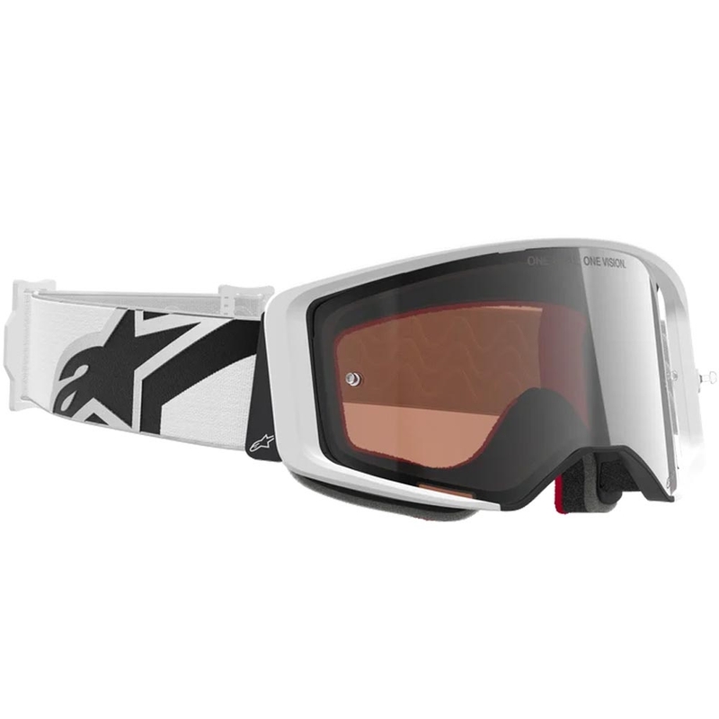 Motokrosové brýle Alpinestars Supertech Corp bílo-šedé s červeným plexi